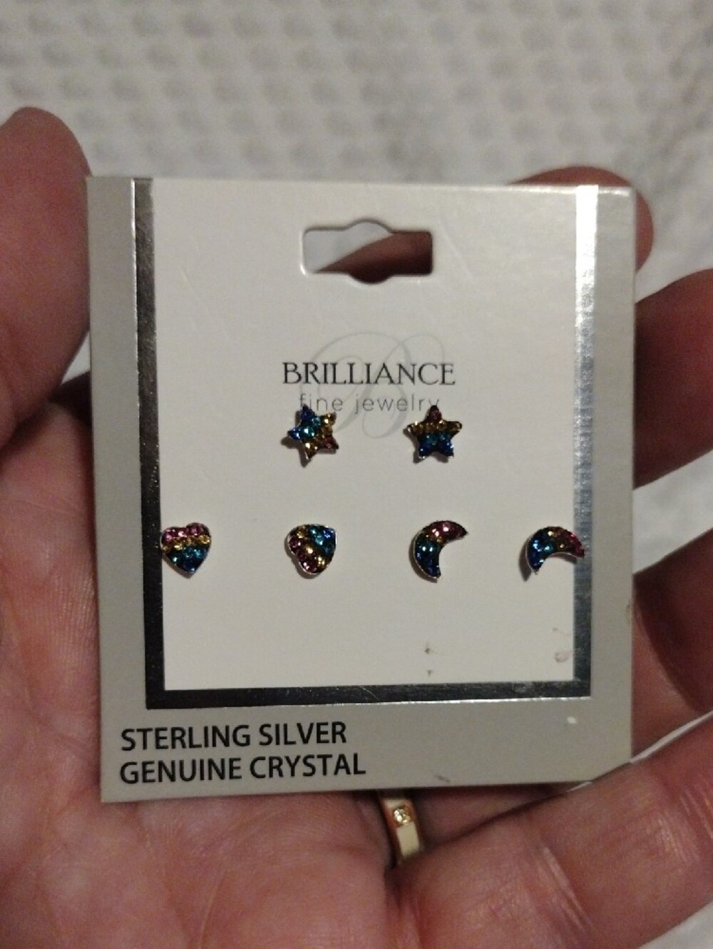 Brilliance Fine Jewelry Sterling Silver Multicolor Crystal Stud Earring Set - Picture 3 of 4